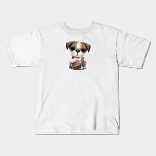 British Bulldog Puppy Playing With Football Kids T-Shirt